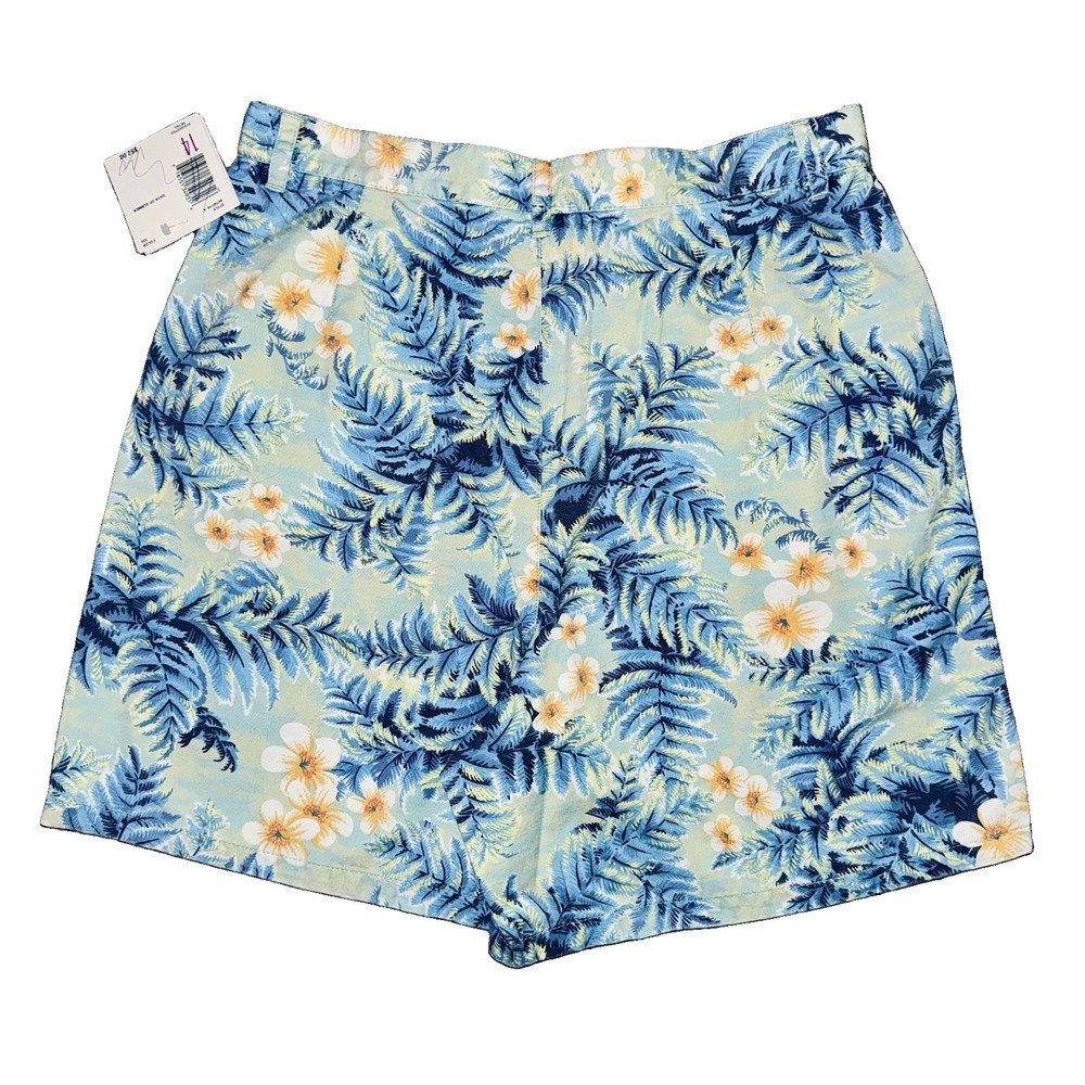 Liz Claiborne Lizwear VTG Cotton Skort Petite 14 NWT Blue Tropical Snap Zip Fly - Picture 2 of 6